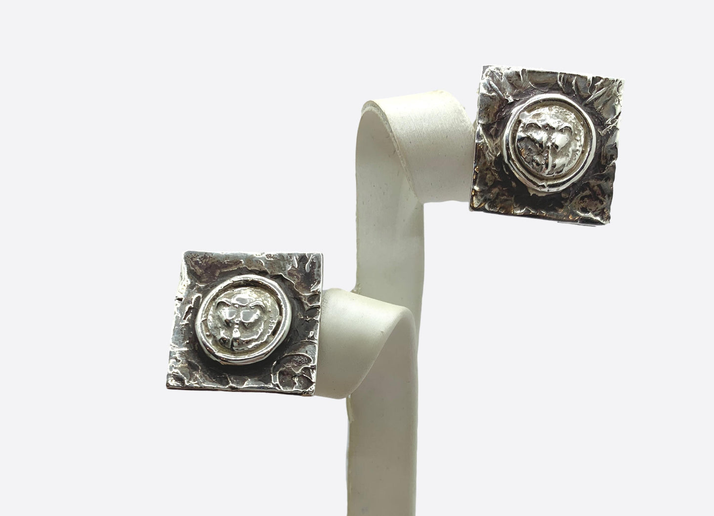 Orecchini in argento calco di moneta antica Leo