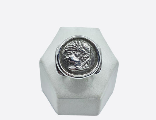 anello artigianale in argento Atena