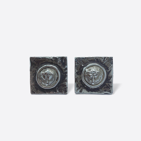 Orecchini in argento calco di moneta antica Leo